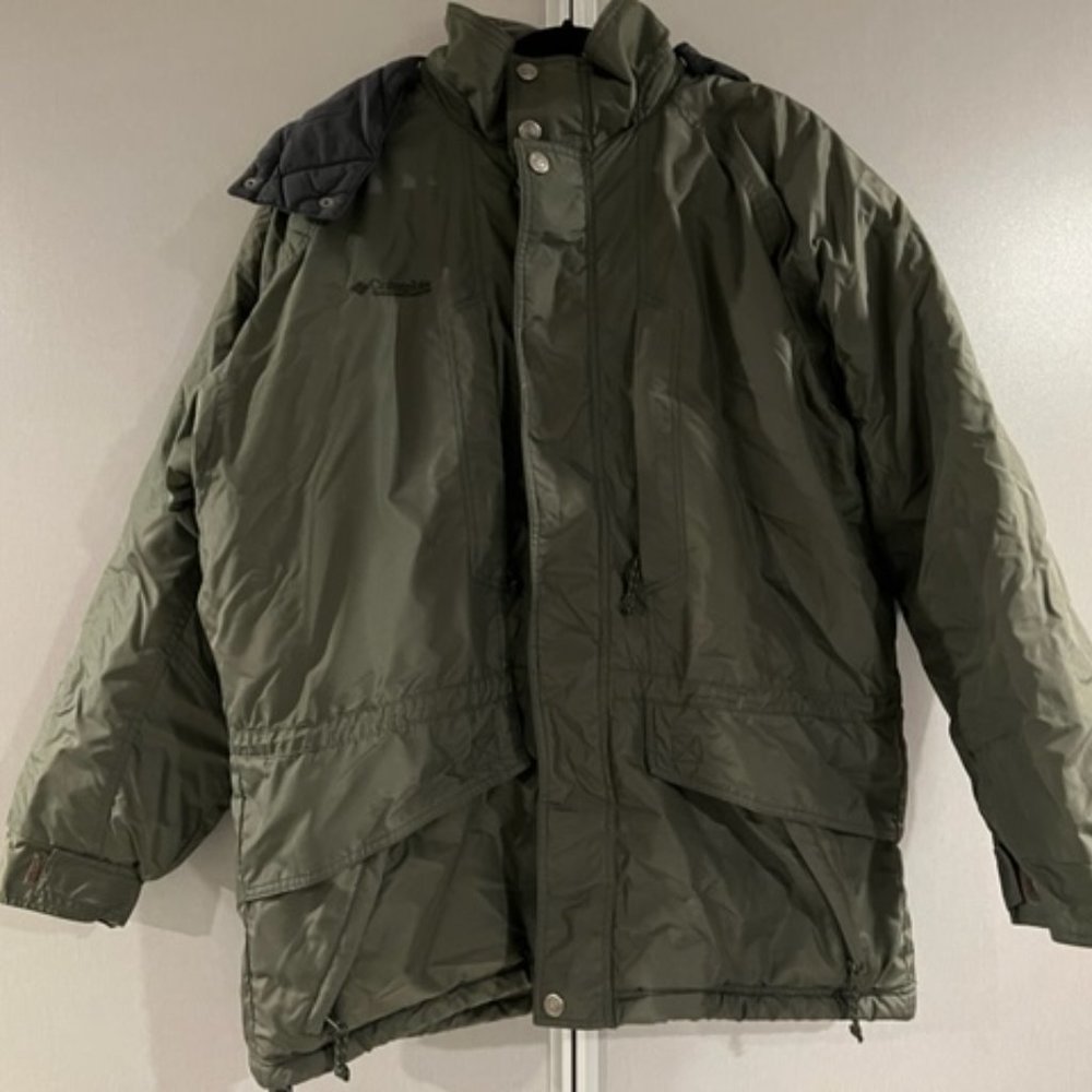 Men's Columbia Green Winter Coat Snow Ski Puffy Jacket Size L Large